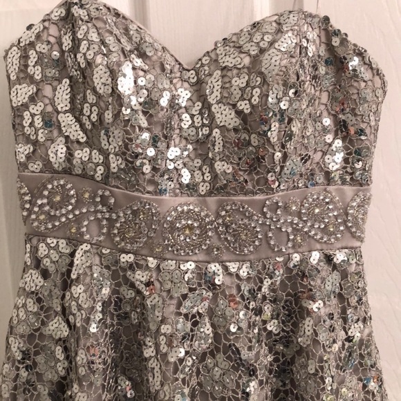 Dave & Johnny strapless homecoming party dress